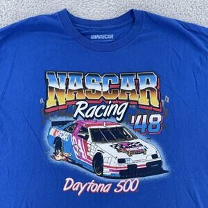 Vintage NASCAR Racing Shirt Mens Large Blue Daytona 500 Stock Car Race 90s